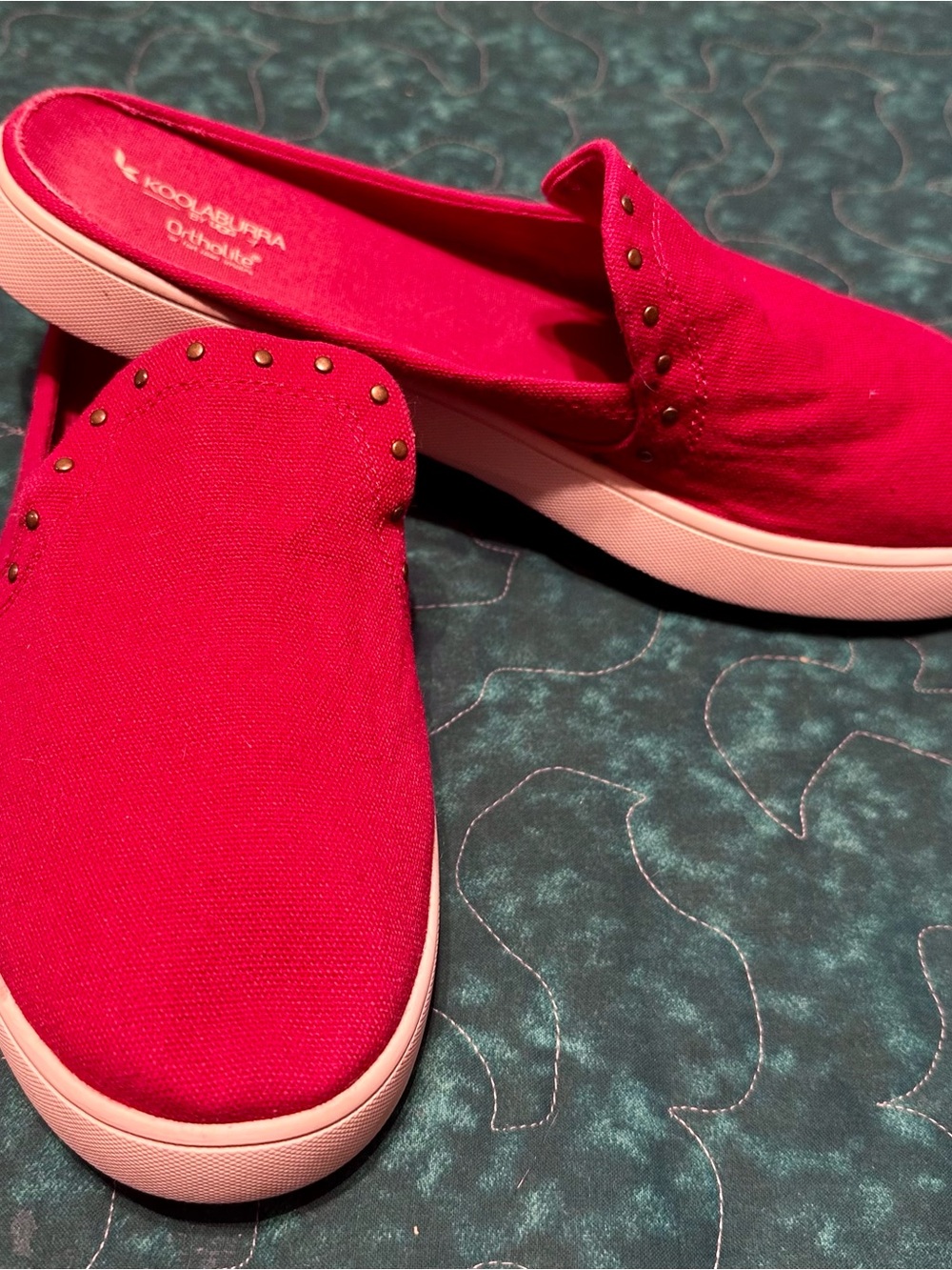 Koolaburra by Ugg Red Slip-On Canvas Mule with Stud Detail